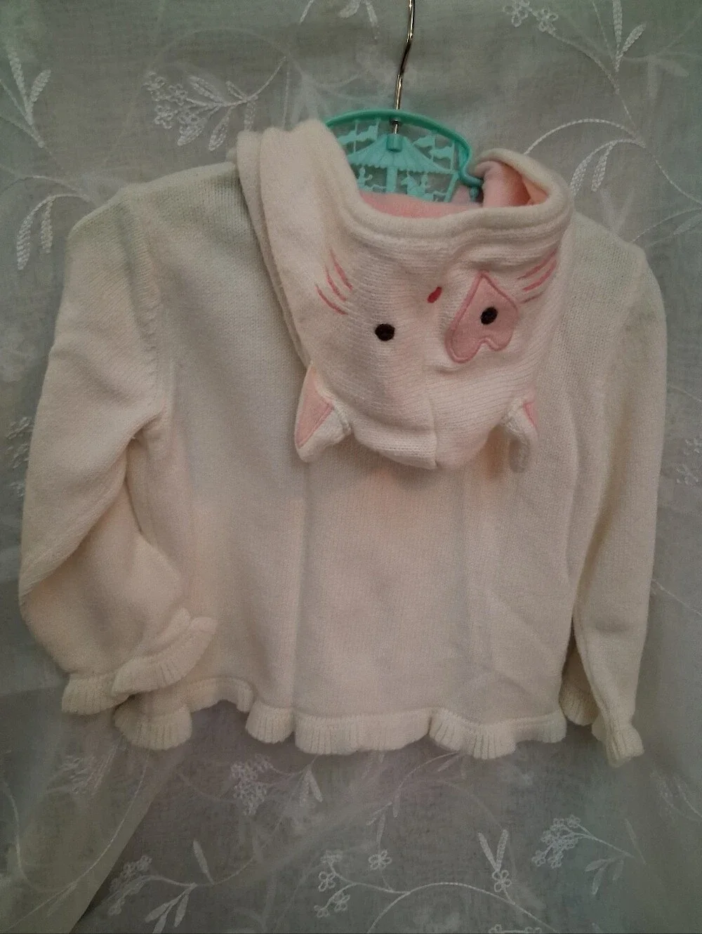Gymboree 2008 CLASSROOM KITTY collection Kitty Face & Ears Hood cardigan,vintage